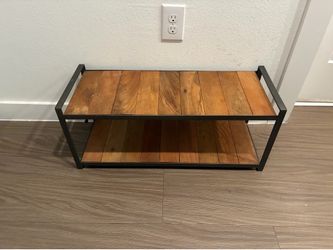 Industrial Wood and Metal Bench/Shoe Rack