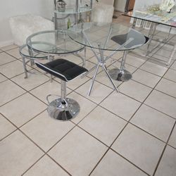 Glass And Stainless Coffe And Dining Tables