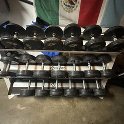 Hoist Rack And Valor Fitness Rubber Coated Dumbbells 