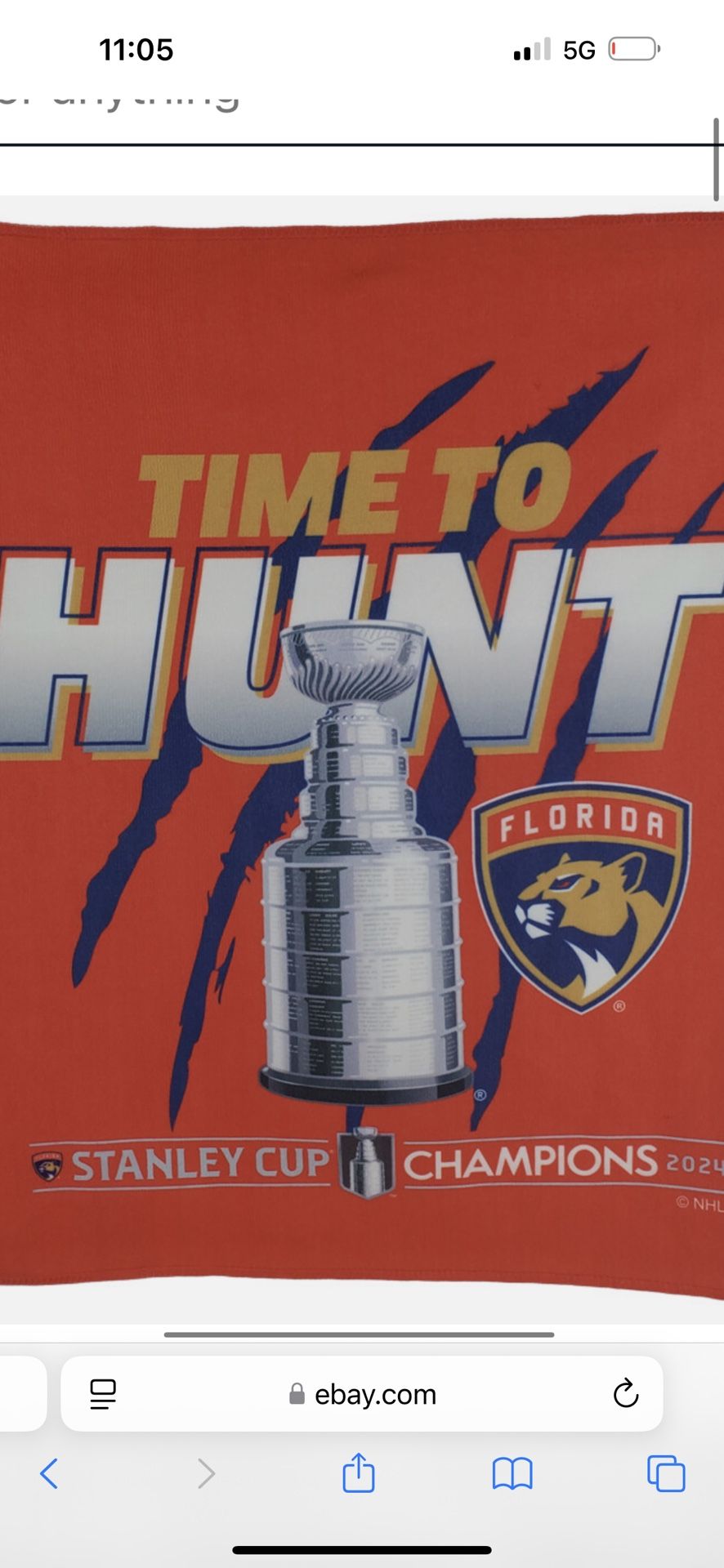 Florida Panthers Stanley Cup Rally Towel From Last Season Cup. NHL Hologram On It. Officially Licensed Item