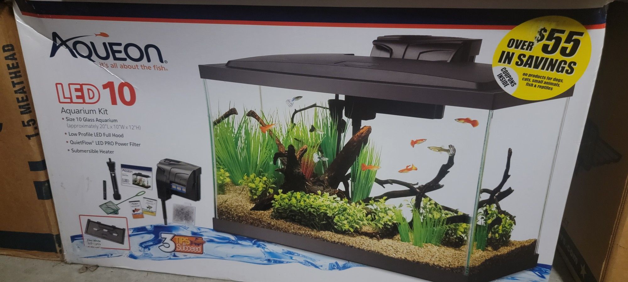 Aqueon LED 10 Gallon Aquarium Kit for Freshwater Fish, 22.88" L X 12.75" W X 13.88" H