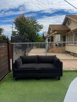 Modern Black Fabric Sofa – Excellent Condition