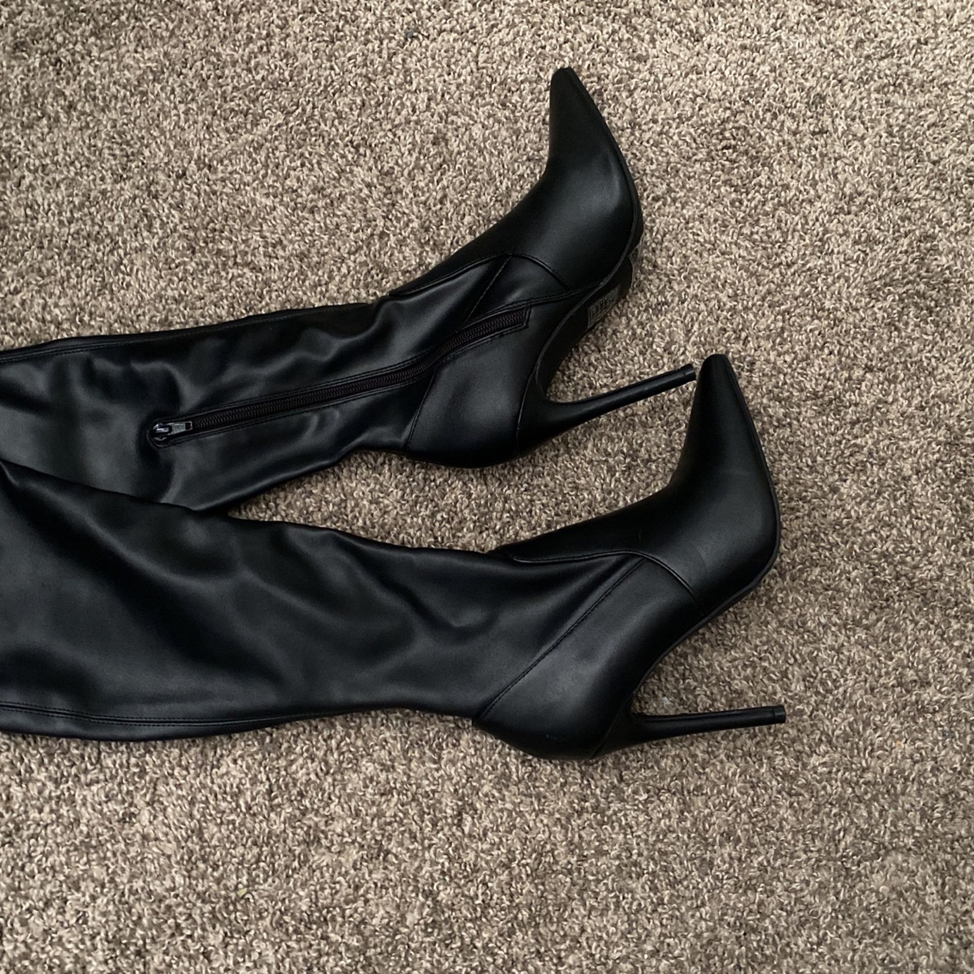 thigh high leather boots NEW