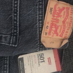 Levis 501 42x30 Charcoal New