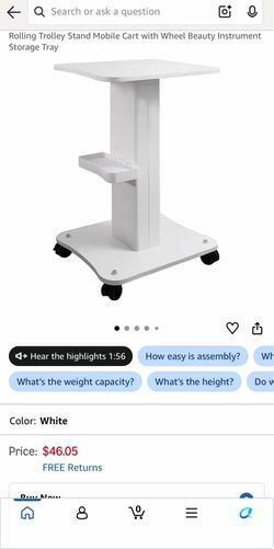 Kalolary Beauty Salon Trolley Cart, Aluminum Alloy Salon Spa Rolling Trolley Stand Mobile Cart with Wheel Beauty Instrument Storage Tray