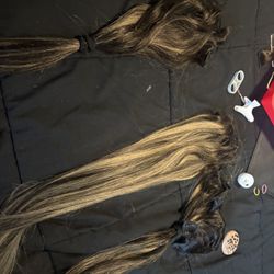 Balayage Black And Blonde Hair Extension 