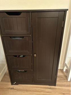 Wooden bathroom floor storage