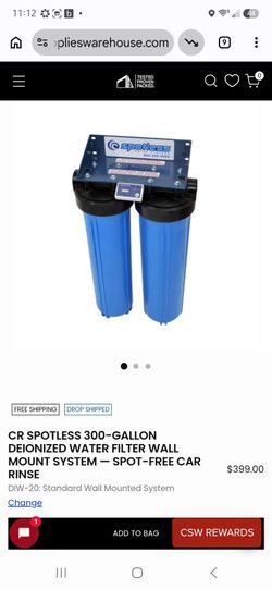 CR Spotless DIW-20 Deionized Water Filter System