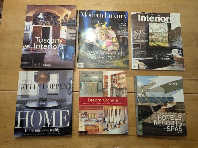Set Of Interior Design Books And Magazines