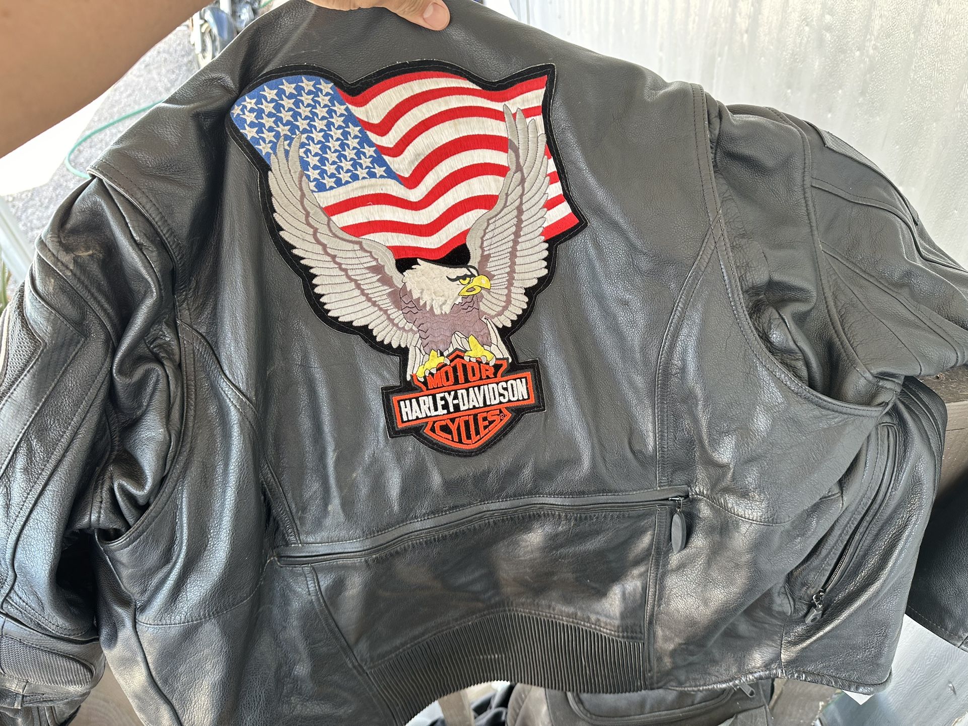 Harley Davidson Leather Jacket - American Flag W/ Eagle