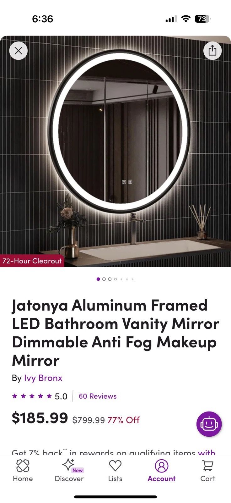 Set Of Two Jatonya Aluminum Framed LED Vanity Bathroom Mirror Dimmable Anti Fog
