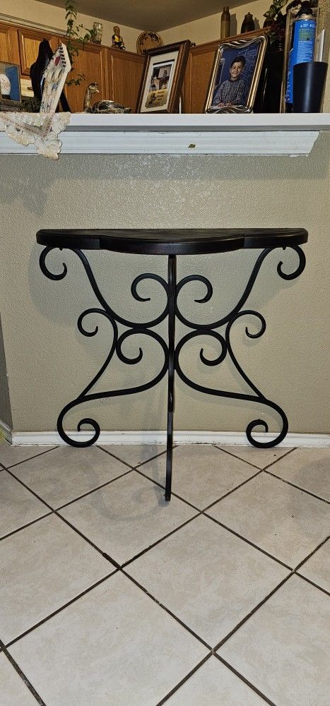 Iron Works Antique Vintage Half Table Wood And Iron