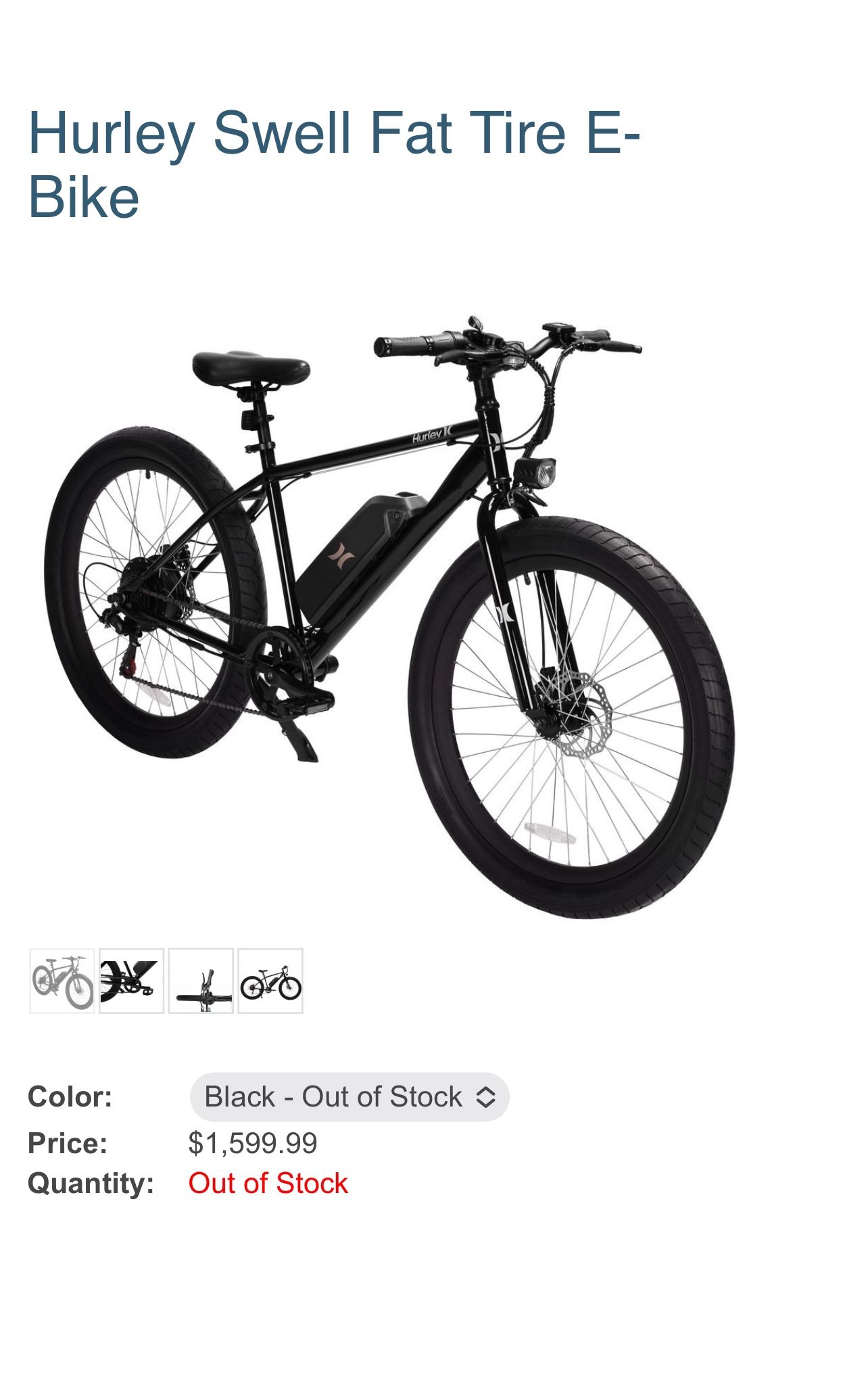 HURLEY “SWELL” 500 Watt FAT TIRE  E-Bike