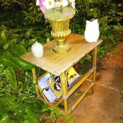 Rattan Magazine Rack And Side Table