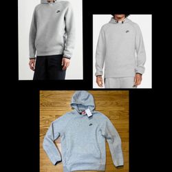 Nike - Logo- Cotton-Blend Tech Fleece PULLOVER Hoodie - Gray Men’s sz L-tall NEW