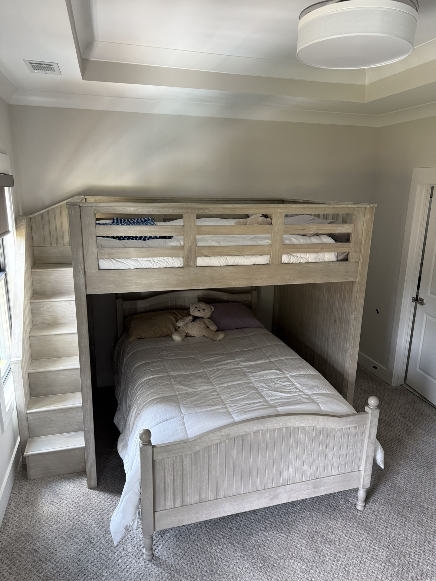 Catalina Full Stair Loft Bunk Bed Set + Matching Dresser + Mattress  (Like New!)