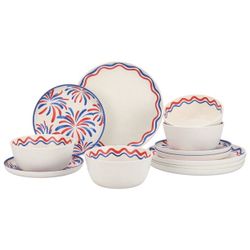 Member's Mark 12-Piece Bamboo Melamine Dinnerware Set - Fireworks $14.99