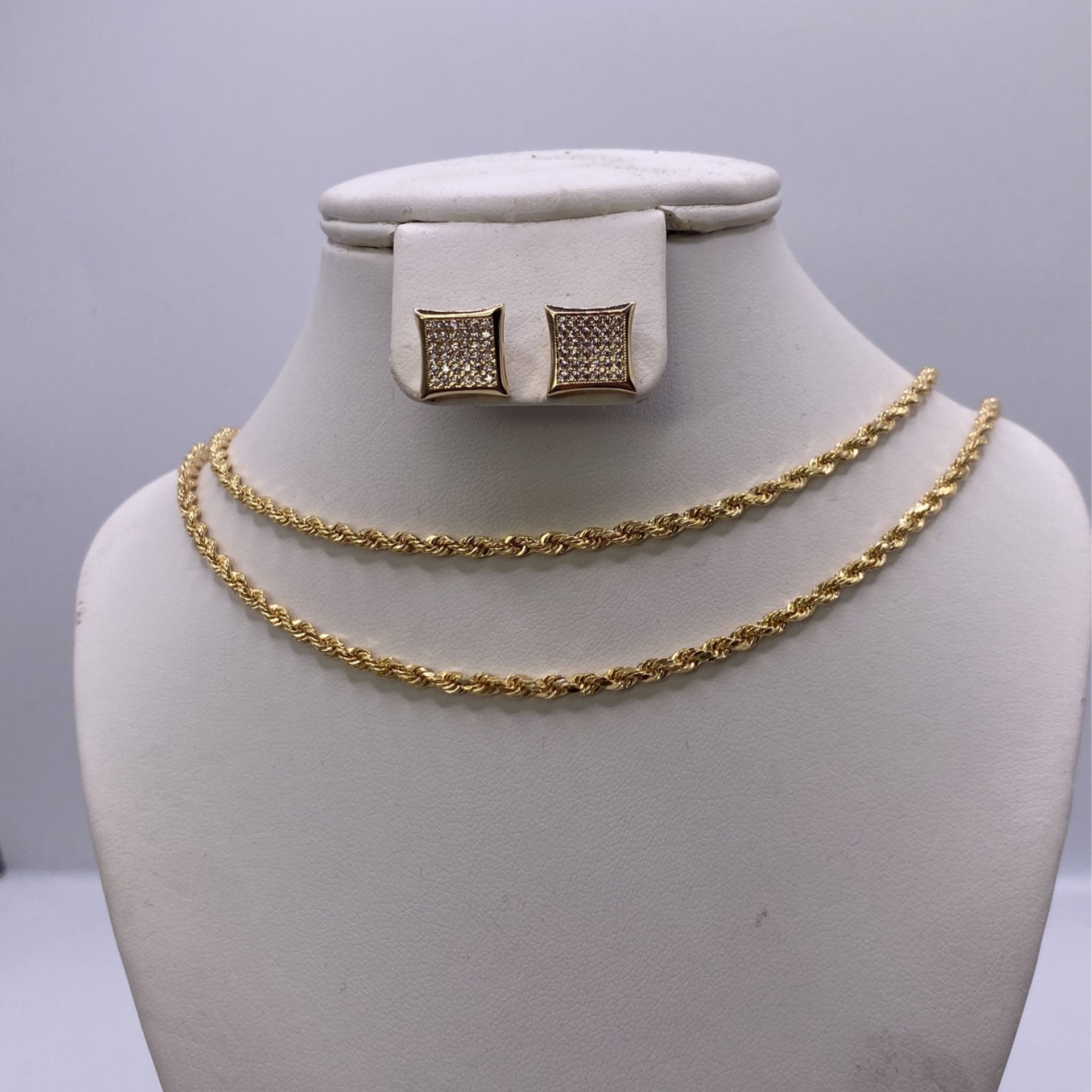 14k Solid Mens Women Unisex Gold Necklaces & 14k MenGold Earrings