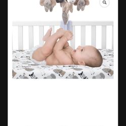 Lambs & Ivy Jungle Safari Musical Baby Crib Mobile - Gray, Beige, White, Animals