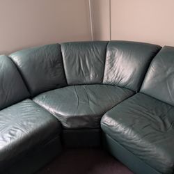 3 Pc leather Sectional Green
