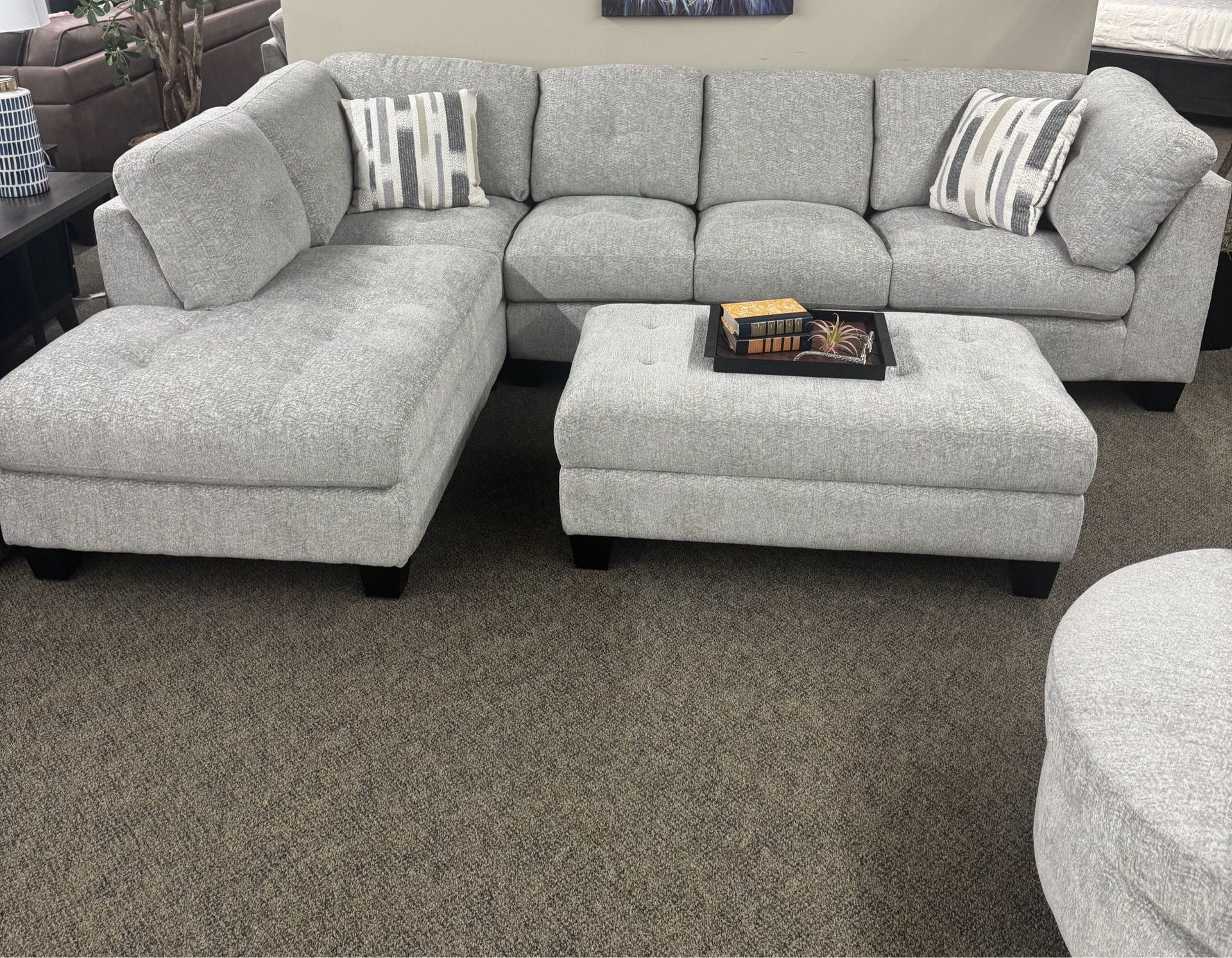 COSTCO Gray chenille fabric sectional couch