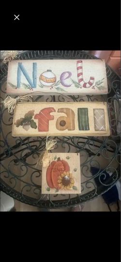 Set of 3 Seasonal Wooden Holiday Signs