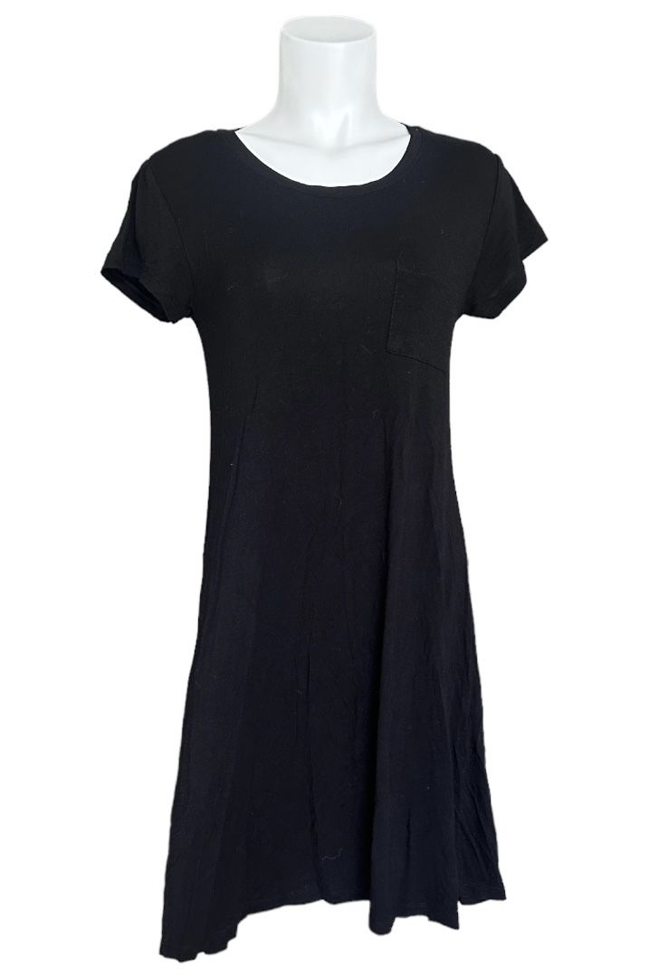 Mix By 41 Hawthorn Women's Black Short Cap Sleeves Pullover T-Shirt Dress Size S