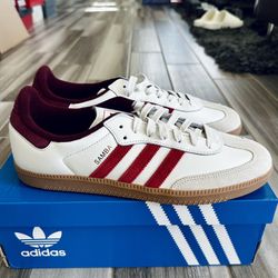 Men's Adidas Originals Samba OG Casual Shoes  - White Better Scarlet Shadow Red - Size 11.5