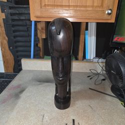 Vintage Kenya African Ebony Wood Hand Carved Sculpture Tribal Head 