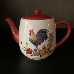 New In Box Cracker Barrel Susan Winget Rooster 50 oz Teapot