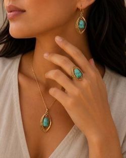 Artisan crafted Turquoise jewelry in 18k Rose gold