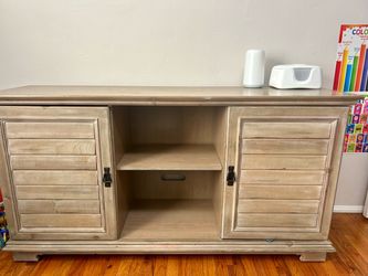 Wood TV Stand with Shutter Doors