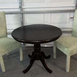 Dining Set - 36” Solid Wood Pedestal Table + (2) Parson Chairs - Great For smaller Kitchen