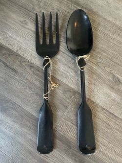 Large Decorative Fork and Spoon Set