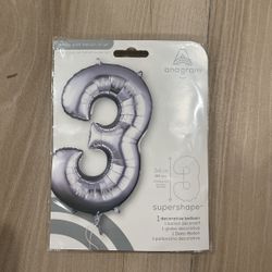 Decorative Ballon Number 3 Silver 
