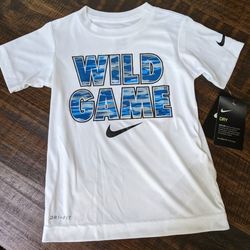 New Nike Tee Shirt WILD GAME Camo Blue Size 4 XS Boys