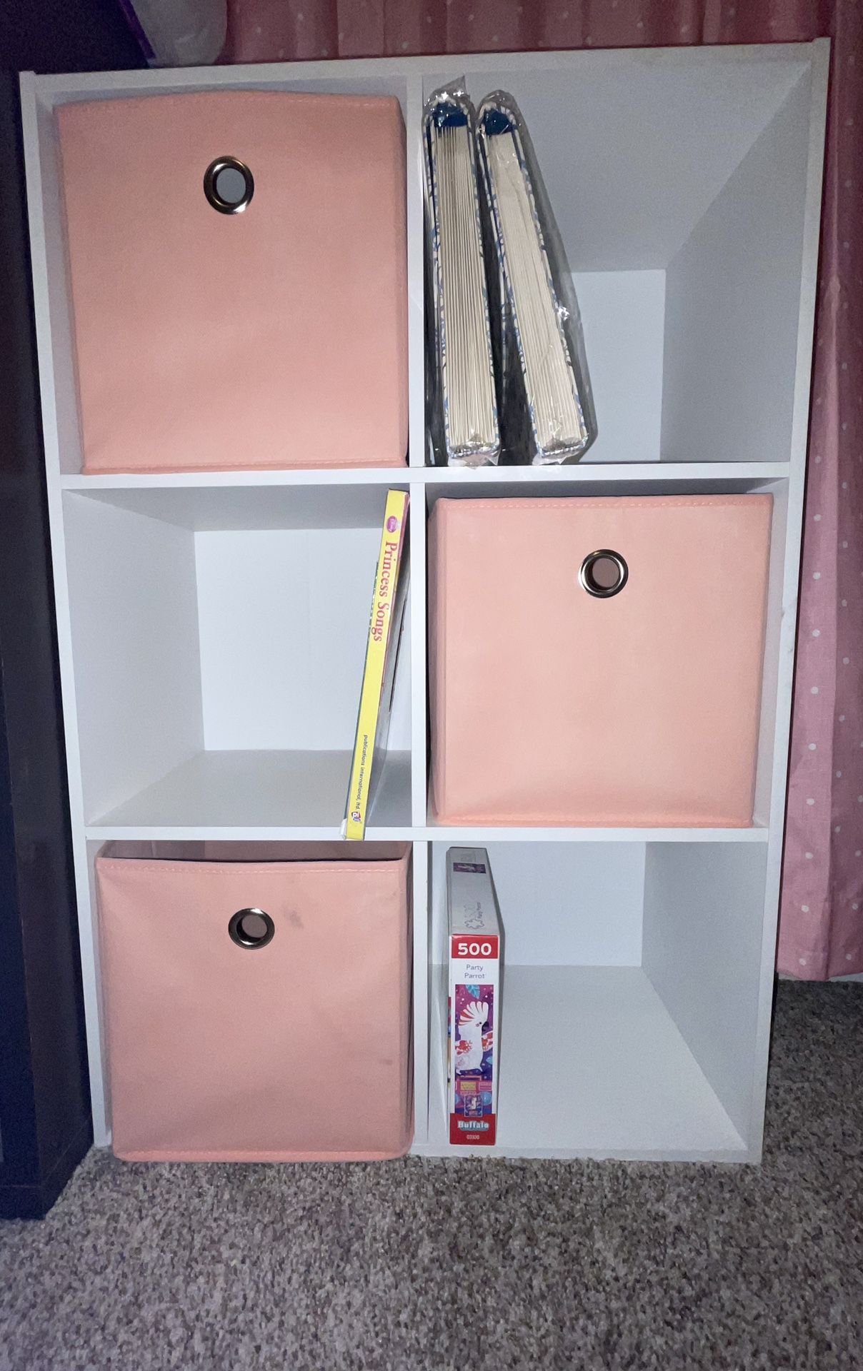 Small Cubby Shelf W/pink Bins