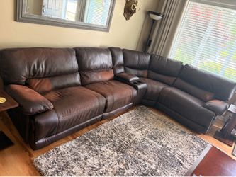 Reclining sectional leather