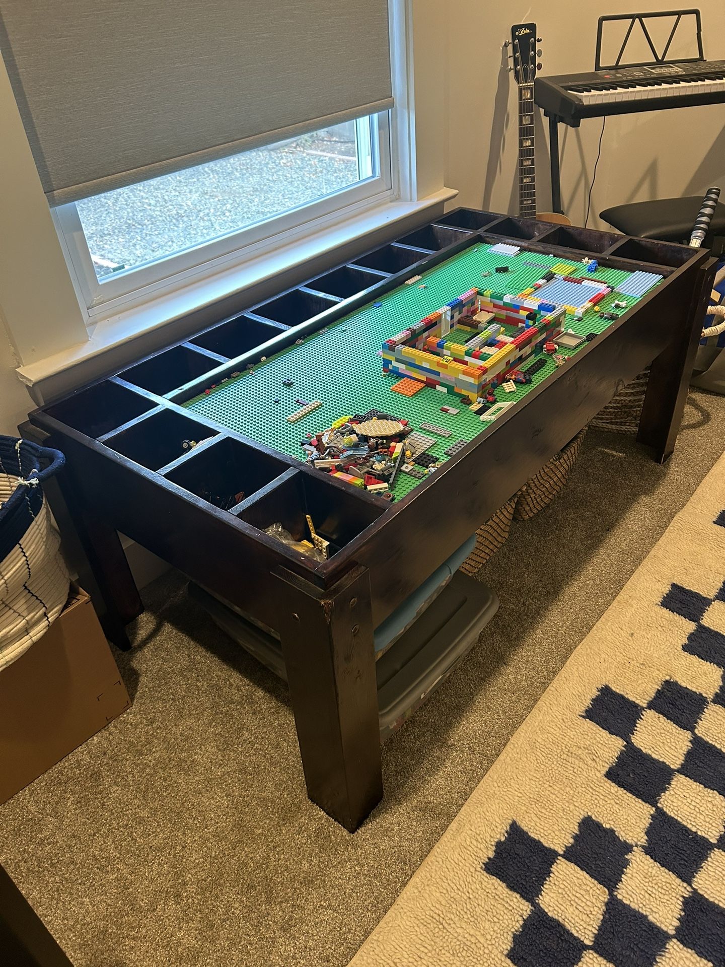 Lego Table- Handmade, Solid Wood W/legos