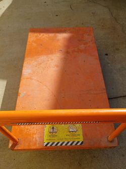Orange Industrial Scissor Lift Table Cart