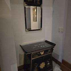 Black Lacqier Chinese Cabinet with Mirror 