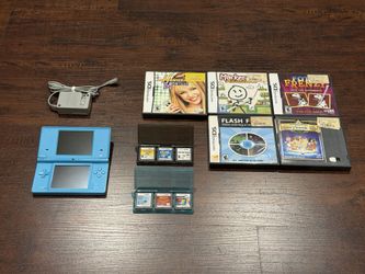 Nintendo DSi – Light Blue | 11 Games + Charger + 2 Game Cases | Fully Tested & Working!