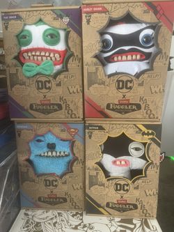 Set Of DC Fugglers Set 4 Of 4 Features Batman Superman Joker & Harley Quinn 