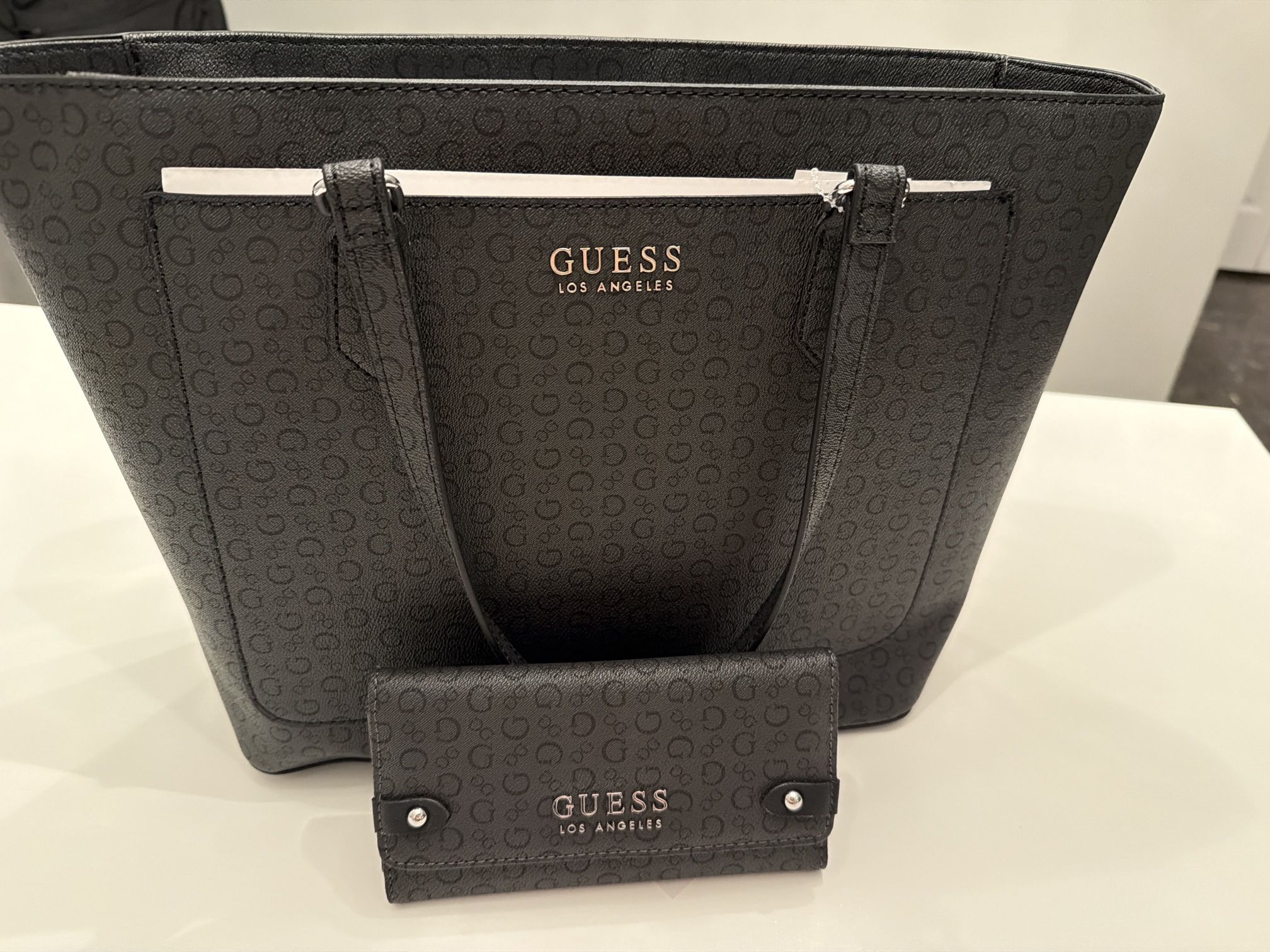 I NEW Guess Tote Bag & Wallet Set β Black Monogram β (Brand New)