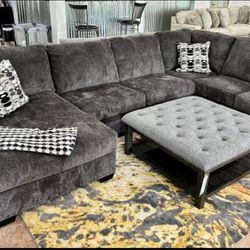 Slate Gray U Shape Sectional Couch With Chaise/ Fast Delivery 