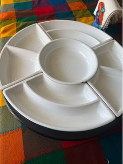 White Ceramic Lazy Susan Serving Tray