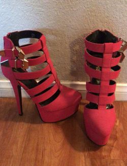 Pink platform heels