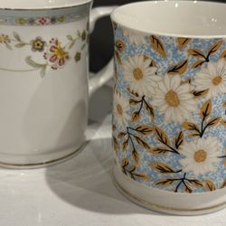 White And Floral Mugs 