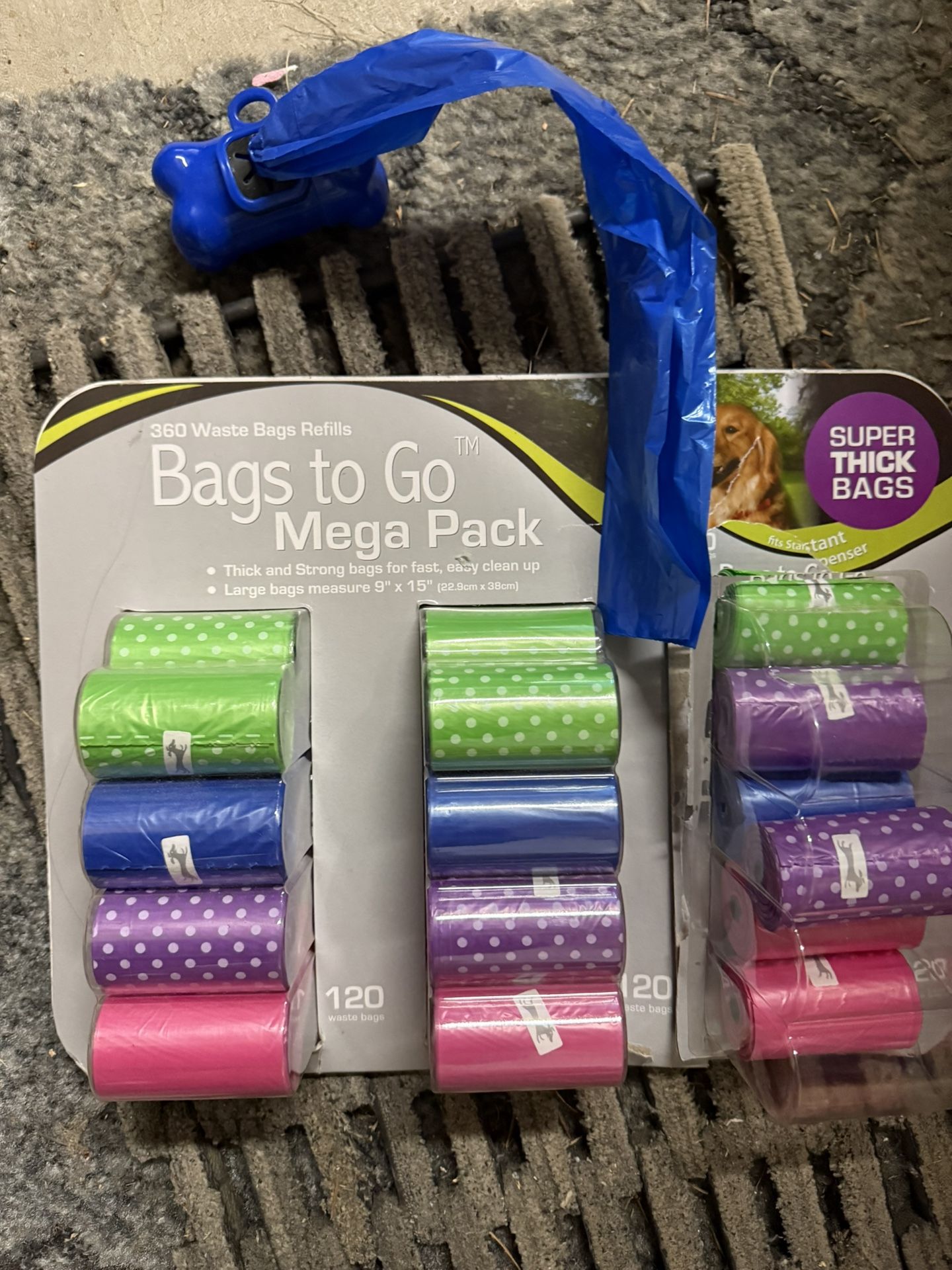 Dog Poop Thick Bags. 9x15 inches with 1 Bag Dispensers and 20+ rolls