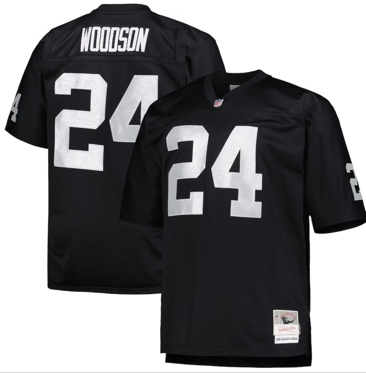 Men's Las Vegas Raiders Charles Woodson Mitchell & Ness Black Big & Tall 1998 Retired Player Replica Jersey